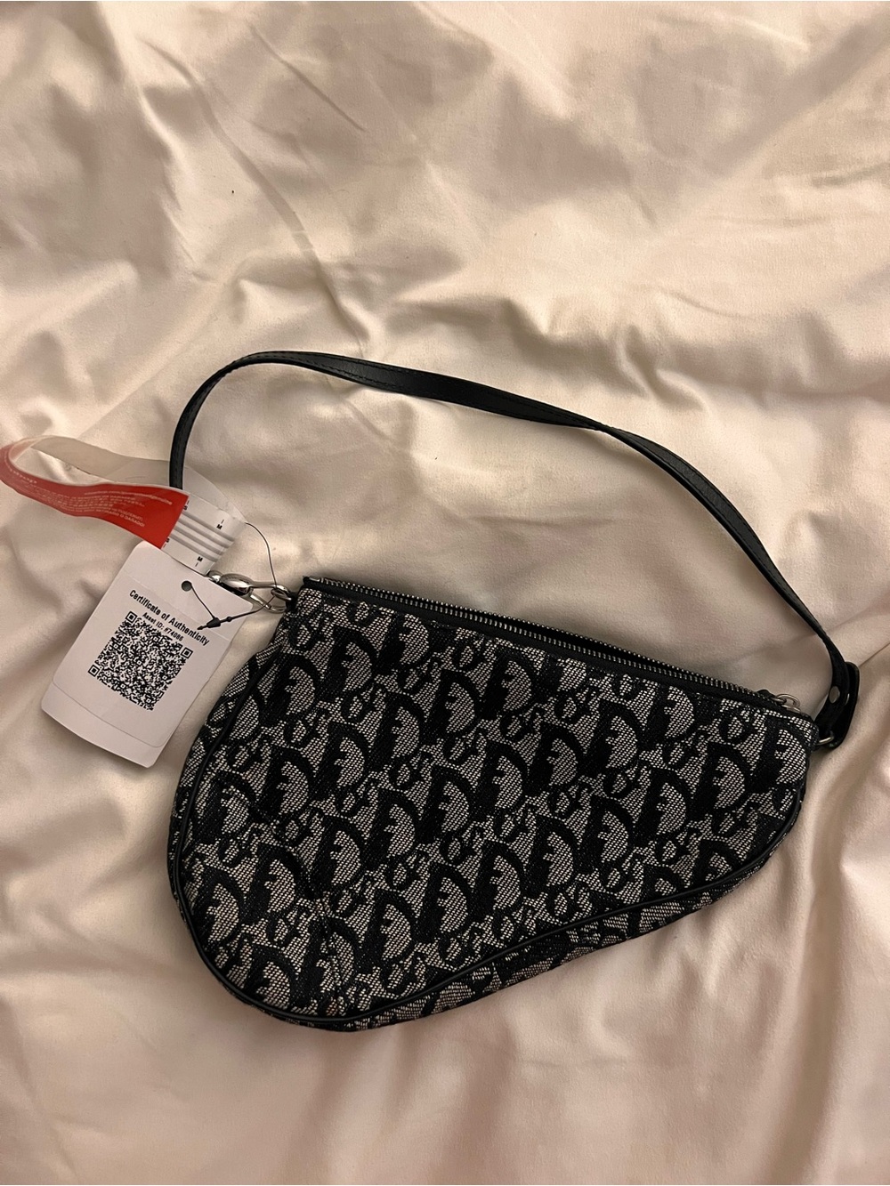 Dior Black and Gray Oblique Saddle Bag